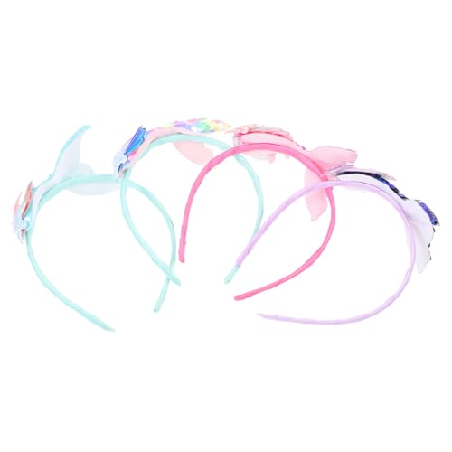 TOGEVAL 4 Stück Teiliges Meerjungfrau Stirnband Haarschmuck mit Pailletten Bunte Haarreifen für Karneval Halloween und Kostümfest Langlebig und Bequem für Mädchen von TOGEVAL