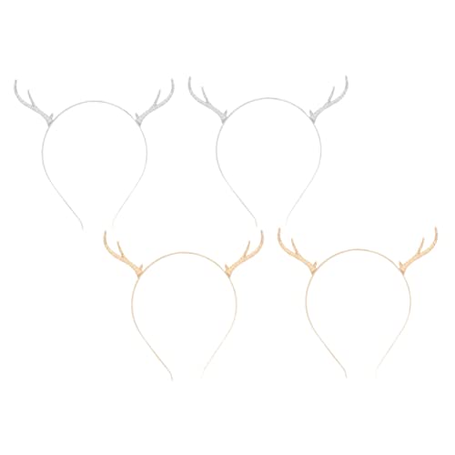 TOGEVAL 4 Stück Teiliges Weihnachts haarreif Metall rentiergeweih Festliches Kopfschmuck accessoire für Erwachsene Geeignet für Weihnachtsfeiern Karneval und Winter themenveranstaltungen von TOGEVAL