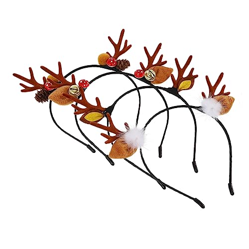 TOGEVAL 4 Stück Weihnachts Haarreif Rentiergeweih Haarschmuck Party Haarreifen für Junge Mädchen Weiches Leichtes nicht Verblassendes Kopfband Festliche Accessoires von TOGEVAL