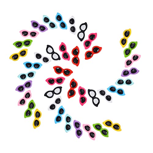 TOGEVAL 40 Stück Teiliges Mini Resin Sonnenbrillen Charms in Farben Flache Rückseite für Schmuckherstellung Scrapbooking Haar und DIY Dekoration Farbenfrohe Flache Anhänger für von TOGEVAL