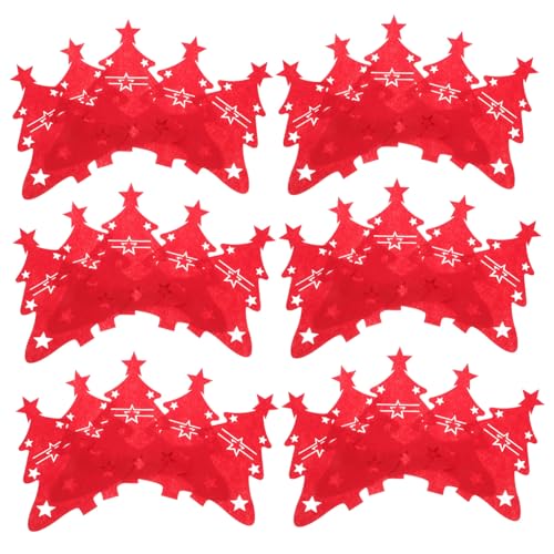 TOGEVAL 48 Stück Teiliges Weihnachtsbaum-Design aus Stabilem Filz Rote Besteckbeutel für Festliche Tischdekoration für Partys und Organisiertes Servieren bei Weihnachtsessen von TOGEVAL