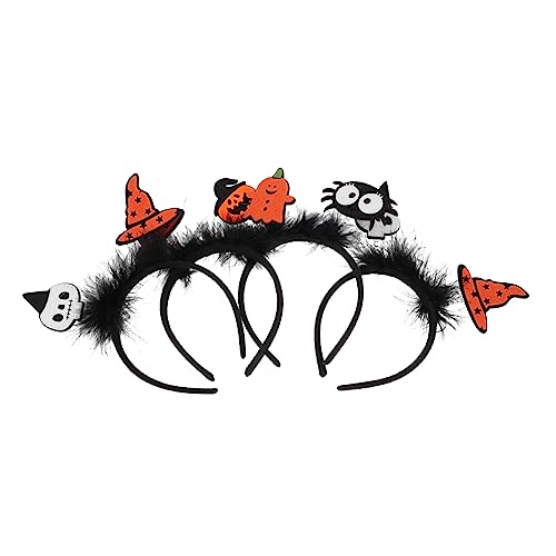 TOGEVAL 4Stücke Teiliges Halloween Stirnband mit Kreativem Kopfschmuck für Party und Cosplay Zartes Haar Kürbis Geist und Design für Lebhafte von TOGEVAL