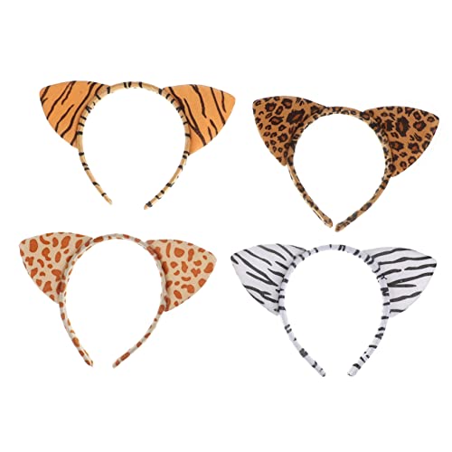 TOGEVAL 4Stücke Teiliges Katzenohren Haarband für Cosplay Tierkostüme Leopard Tiger Zebra Giraffe für Kinderpartys und Halloween Bequemes Stoffmaterial Modischer Kopfschmuck TOGEVAL 4Stücke Teiliges Katzenohren Haarband für Cosplay Tierkostüme Leopard Tiger Zebra Giraffe für Kinderpartys und Halloween Bequemes Stoffmaterial Modischer Kopfschmuck von TOGEVAL
