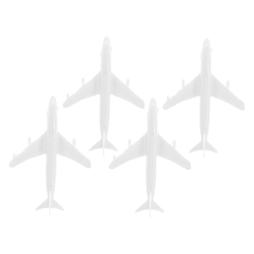 TOGEVAL 4stücke Miniatur Flugzeug Modell Weiße Kunststoff Architektur Zubehör Für Sandtisch Realistisches Flughafen Modell Für Sammler Und Dekoration von TOGEVAL