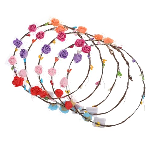 TOGEVAL 5 Stück LED Blumenkranz Haarband für Teiliges mit Leuchtenden Blumen für Hochzeiten Partys Festivals und Kostüme von TOGEVAL