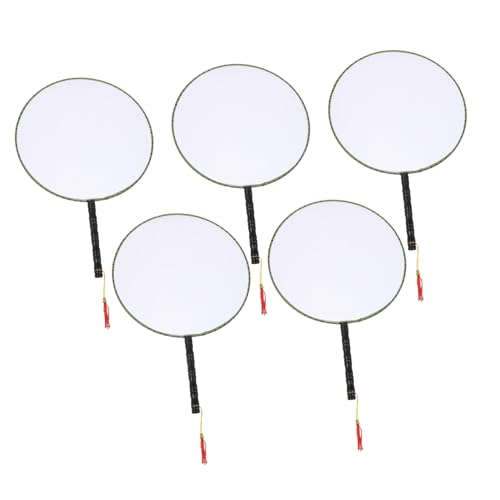 TOGEVAL 5 Stück Teiliges Leerer DIY Zeichenfächer aus Spinnseide Bemalbar mit Aufhängeschlaufe Fördert Kreativität und Hand-auge-koordination Geschenk für Jungen und Mädchen von TOGEVAL