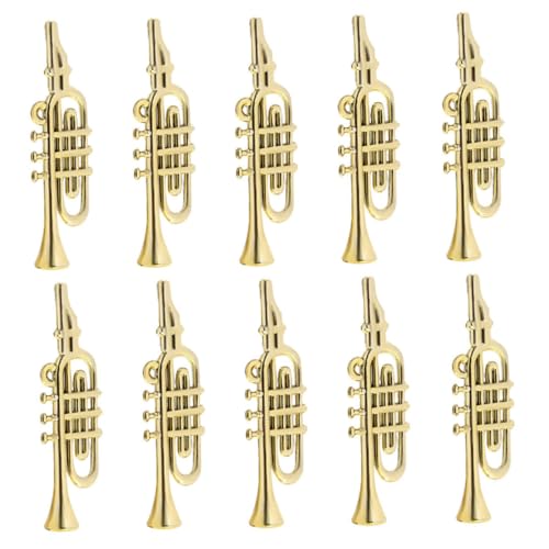 TOGEVAL 50 Stück Teiliges Mini Musikinstrument Modelle Glänzend Goldene Trompete und Klarinette Langlebig für DIY Weihnachtsbaumdekoration Puppenhaus Zubehör Kreatives Musikspielzeug von TOGEVAL