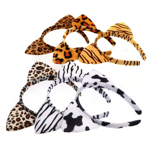 TOGEVAL 6 Stück Leopard Katzenohren Haarreif Teiliges für Cosplay Halloween und Partys Bequemer Rutschfester Kopfschmuck mit Tiermotiv für Mädchen und TOGEVAL 6 Stück Leopard Katzenohren Haarreif Teiliges für Cosplay Halloween und Partys Bequemer Rutschfester Kopfschmuck mit Tiermotiv für Mädchen und von TOGEVAL