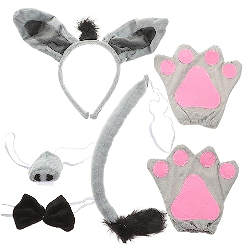 TOGEVAL 6 Stück Teiliges Esel Kostüm Set mit Stirnband Fliege Nase und Handschuhen Hautfreundlich und Bequem für Halloween Karneval und Cosplay Partys TOGEVAL 6 Stück Teiliges Esel Kostüm Set mit Stirnband Fliege Nase und Handschuhen Hautfreundlich und Bequem für Halloween Karneval und Cosplay Partys von TOGEVAL