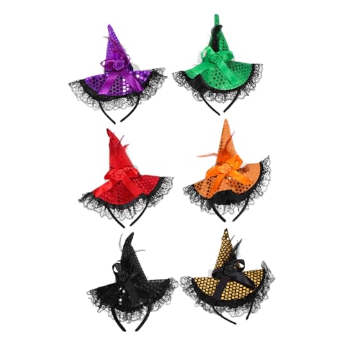 TOGEVAL 6 Stück Teiliges Halloween Hexenhut Haarband mit Pailletten Leichtes Komfortables Damen Haarreif Partyzubehör in Rot Grün Schwarz Gold Orange Schwarz für Karneval und Kostümfest TOGEVAL 6 Stück Teiliges Halloween Hexenhut Haarband mit Pailletten Leichtes Komfortables Damen Haarreif Partyzubehör in Rot Grün Schwarz Gold Orange Schwarz für Karneval und Kostümfest von TOGEVAL