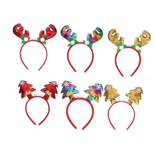TOGEVAL 6 Stück Teiliges Weihnachts Haarreif mit Funkelnden Rentier Geweih und Weihnachtsbaum Design Party Haarschmuck für Erwachsene Festlicher Kopfschmuck für Karneval Kostüm Cosplay und TOGEVAL 6 Stück Teiliges Weihnachts Haarreif mit Funkelnden Rentier Geweih und Weihnachtsbaum Design Party Haarschmuck für Erwachsene Festlicher Kopfschmuck für Karneval Kostüm Cosplay und von TOGEVAL
