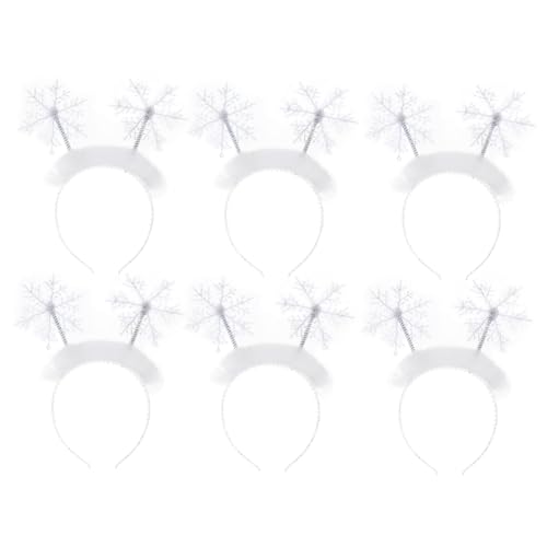 TOGEVAL 6 Stück Teiliges Weihnachts Schneeflocken Haarreifen Weißer Weihnachts Haarschmuck Festlicher Stirnband für Party Karneval und Urlaub von TOGEVAL