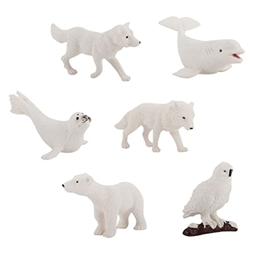TOGEVAL 6 Stück Teiliges Wintertier Dekorationen Niedliche Miniaturfiguren für Garten und Mikrolandschaften Realistische Tiermodelle für Kinderbildung und Hausdekoration von TOGEVAL