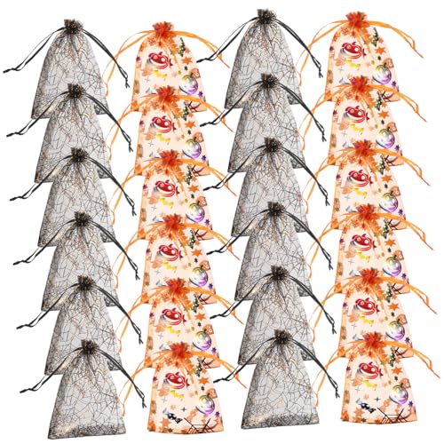 TOGEVAL 60 Stück Halloween Geschenkbeutel aus Organza mit Spinne und Kürbis Motiv Transparente Netz Beutel mit Kordelzug als Süßigkeiten und Partygeschenkbeutel für Snacks und Mitgebsel TOGEVAL 60 Stück Halloween Geschenkbeutel aus Organza mit Spinne und Kürbis Motiv Transparente Netz Beutel mit Kordelzug als Süßigkeiten und Partygeschenkbeutel für Snacks und Mitgebsel von TOGEVAL