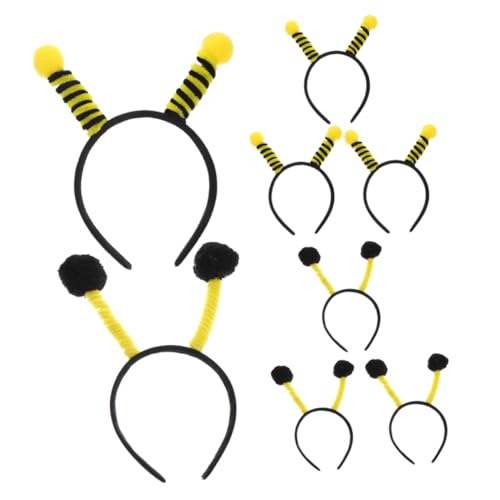 TOGEVAL 8 Stück Teiliges Bienen Haarreif Gelb Schwarz mit Fühlern Insekten Stirnband Robustes Party Haaraccessoire für Karneval Mottoparty Bienenkostüm und Festival von TOGEVAL
