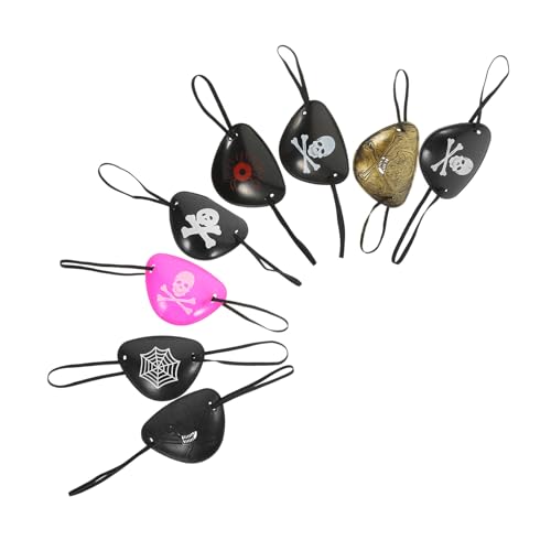 TOGEVAL 8 Stück Teiliges Piraten Augenklappe Weiche Atmungsaktive Single Eye Patches Skull Design Halloween Cosplay Zubehör für Party Komfortabel und Langlebig Geeignet für Erwachsene TOGEVAL 8 Stück Teiliges Piraten Augenklappe Weiche Atmungsaktive Single Eye Patches Skull Design Halloween Cosplay Zubehör für Party Komfortabel und Langlebig Geeignet für Erwachsene von TOGEVAL