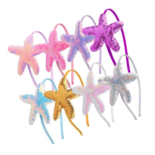 TOGEVAL 8 Stück Teiliges Seestern Haarreif für Mädchen Bunte Langlebige Kopfbedeckung mit Maritimem Design als Faschingskostüm und Modisches Haaraccessoire von TOGEVAL