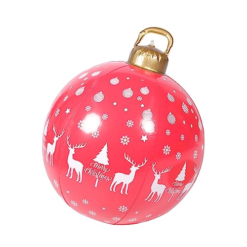 TOGEVAL Aufblasbare Weihnachtskugel Outdoor Groß PVC Rot Rentier Weihnachtsdeko Partyanhänger Wiederverwendbar Festlich von TOGEVAL