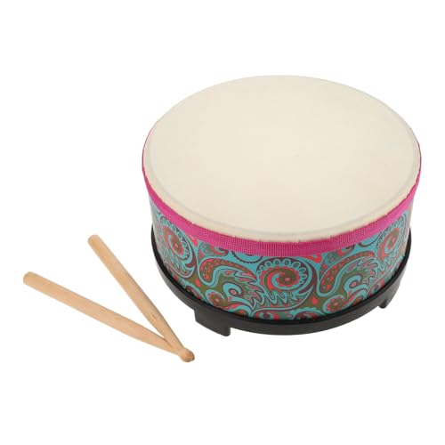 TOGEVAL Bodentrommel mit Grünem Blumenmuster Orff Handtrommel aus Leichter Percussion Rhythmus für Junge Mädchen und Kleinkinder Fördert Koordination und Musikalische Früherziehung von TOGEVAL