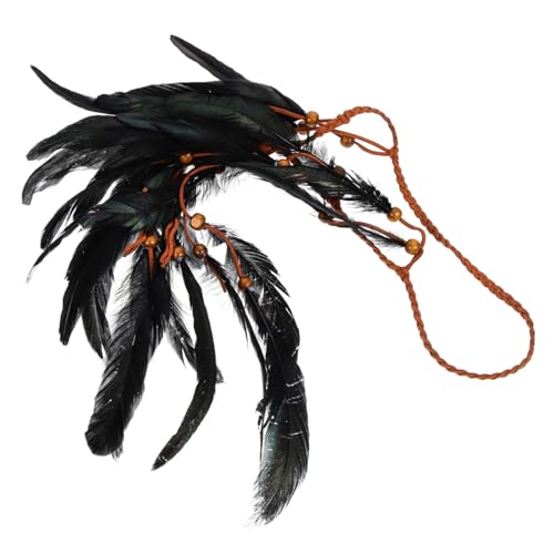 TOGEVAL Boho Feder Haarband Damen Vintage Stirnband mit Quasten Ethno Haarreifen Retro Kopfschmuck für Festival und Kostüm von TOGEVAL