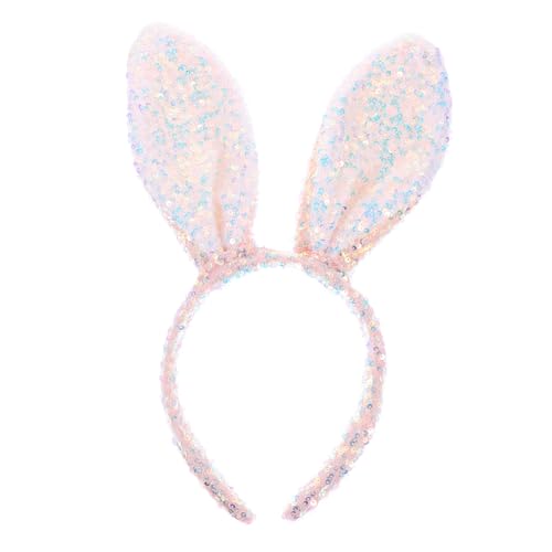 TOGEVAL Bunny Ears Haarschmuck Ostern Glitzer Stirnband Verstellbar Flauschig Karneval Party Cosplay Zubehör für Erwachsene von TOGEVAL