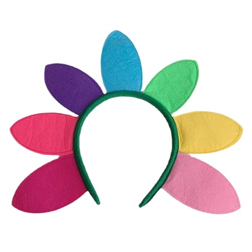TOGEVAL Buntes Sonnenblumen Haarband mit Lebendigem Blütenblatt Design Auffälliges Festival Kopfschmuck für Frauen Halloween Party und Freizeit Vielseitiges Blumenstirnband für Erwachsene von TOGEVAL