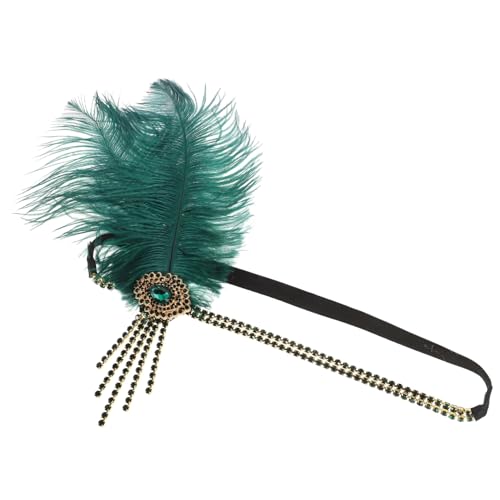 TOGEVAL Damen Haarband Retro Stil mit Federn und Strassbesatz Dekoratives Haaraccessoire für Kostümbälle Teepartys und Festliche Anlässe Bequemes und Modisches Haarschmuckstück Dunkelgrün von TOGEVAL