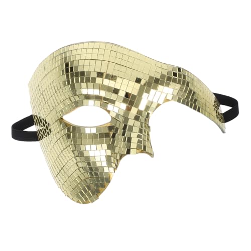 TOGEVAL Disco Maske Halbgesicht Gold Spiegelnde Maske mit Glitzer Atmungsaktiv für Halloween Karneval Party Musik Club Kostüm Herren Damen TOGEVAL Disco Maske Halbgesicht Gold Spiegelnde Maske mit Glitzer Atmungsaktiv für Halloween Karneval Party Musik Club Kostüm Herren Damen von TOGEVAL