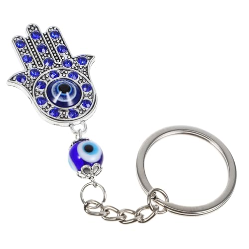TOGEVAL Edelstahl Türkischer Evil Eye Hand Schlüsselanhänger mit Blauem Auge und Strassanhänger Glücksbringer Charm für Tasche und Schlüsselbund TOGEVAL Edelstahl Türkischer Evil Eye Hand Schlüsselanhänger mit Blauem Auge und Strassanhänger Glücksbringer Charm für Tasche und Schlüsselbund von TOGEVAL