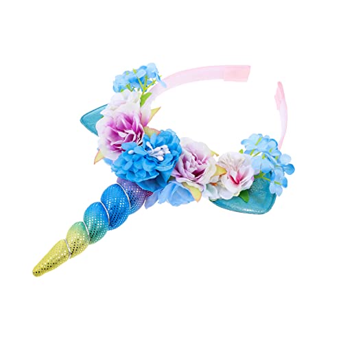 TOGEVAL Einhorn Haarreif mit Blumen und Ohren Süßes Party Haarband für Mädchen Zubehör für Geburtstagsfeiern Karneval und Cosplay für Fotos und Festliche Anlässe Zufällige Zufällige Farbe von TOGEVAL