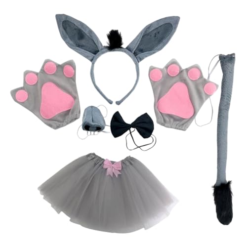 TOGEVAL Esel Kostüm Set Teilig mit Stirnband und Tierkostüm Requisiten für Karneval Halloween Cosplay Party Bühnenauftritt Erwachsene von TOGEVAL