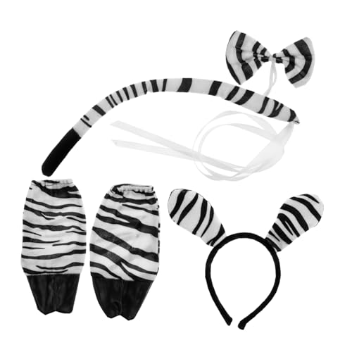 TOGEVAL Festliches Zebra Kostüm Set mit Kopfband und Einzigartiges Tier accessoire für Karneval Halloween und Mottopartys Komfortables Polyester design Passform für Erwachsene von TOGEVAL