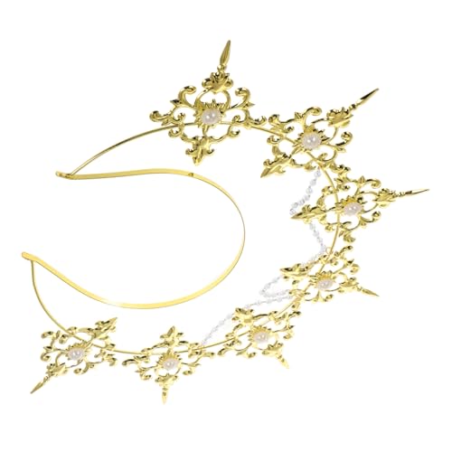 TOGEVAL Goldener Gothic Lolita Haarreif Krone Damen Leichter Komfort Einzigartiges Design für Ball Party Hochzeit Headpiece für Festliche Anlässe von TOGEVAL