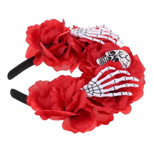 TOGEVAL Gruseliges Halloween Stirnband mit Skelettklauen und Roten Rosen Auffälliges Haaraccessoire für Kostümpartys und Schaurige Dekorationen TOGEVAL Gruseliges Halloween Stirnband mit Skelettklauen und Roten Rosen Auffälliges Haaraccessoire für Kostümpartys und Schaurige Dekorationen von TOGEVAL