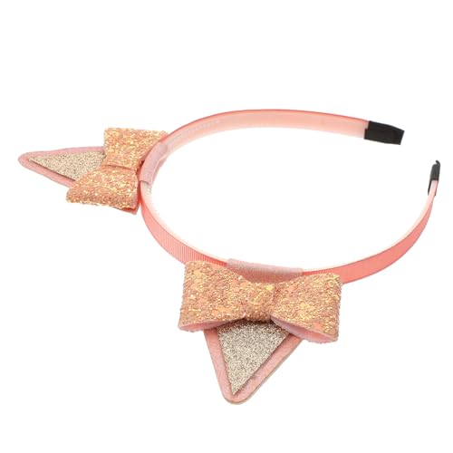 TOGEVAL Haarreif mit Katzenohren und Schleife Pailletten Stirnband Bequemes Metallmaterial Niedlich für Geburtstag Karneval Kostüm Themenpartys Geschenkidee für Mädchen Rosa von TOGEVAL