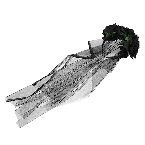 TOGEVAL Halloween Haarreif mit Realistischer Spinne und Langer Spitzen Mesh Schleier Schwarzer Cosplay Kopfschmuck für Party Karneval und Halloween Kostüm Verstellbar und Bequem für Damen von TOGEVAL