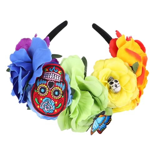 TOGEVAL Halloween Haarreif mit Rosen und Totenkopf Modisches Stirnband für Damen Bunter Festival Kopfschmuck für Halloween und Kostümparty Auffälliges Accessoire für Fotos und Rollenspiele TOGEVAL Halloween Haarreif mit Rosen und Totenkopf Modisches Stirnband für Damen Bunter Festival Kopfschmuck für Halloween und Kostümparty Auffälliges Accessoire für Fotos und Rollenspiele von TOGEVAL