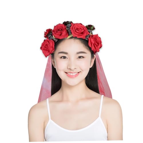 TOGEVAL Halloween Haarreif mit Totenkopf und Roten Rosen Stilvolles Cosplay Accessoire für Damen und Weiches Stoffmaterial Bequemer Sitz für Halloween Karneval und Kostümpartys TOGEVAL Halloween Haarreif mit Totenkopf und Roten Rosen Stilvolles Cosplay Accessoire für Damen und Weiches Stoffmaterial Bequemer Sitz für Halloween Karneval und Kostümpartys von TOGEVAL