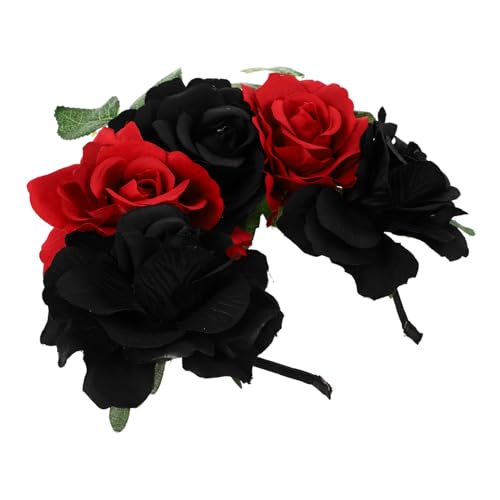 TOGEVAL Halloween Rosen Haarreif mit Realistischer Blume Langlebiges Party Haarband für Damen Eleganter Cosplay Haarschmuck Komfortabel und Auffällig für Halloween Festlichkeiten von TOGEVAL