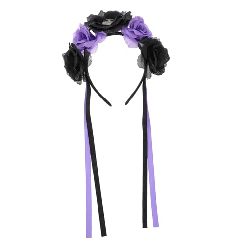 TOGEVAL Halloween Rosen Schädel Stirnband Damen Originelles Party Kostüm Zubehör Leichtes Einstellbares Halloween Haarreif für Tag der Toten und Maskerade Modische von TOGEVAL