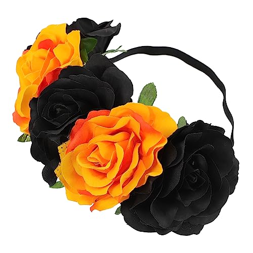 TOGEVAL Halloween Rosenblumen Stirnband Elastisch Eleganter Haarschmuck für Damen Party Hochzeit Festtagsdekoration von TOGEVAL