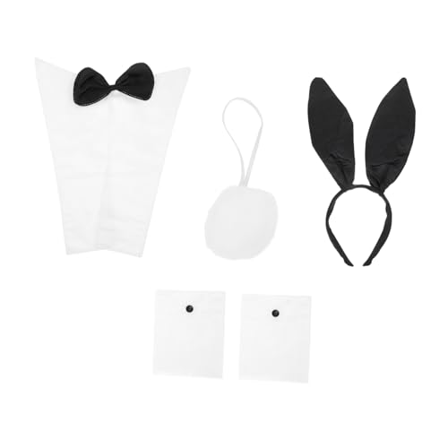 TOGEVAL Hasenohren Haarreif Set mit Bunny Kragen und Armband für Erwachsene Bunny Cosplay Kostüm Party Zubehör von TOGEVAL