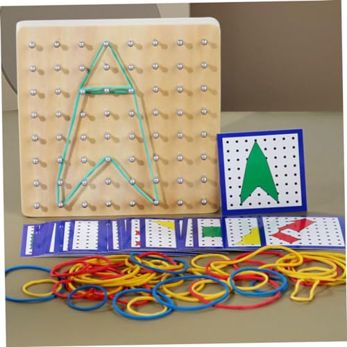 TOGEVAL Holz Geoboard Montessori Pädagogisches Nagelbrett mit Gummibändern Geometrisches Lernspielzeug für Kreativität Feinmotorik und Formenverständnis von TOGEVAL