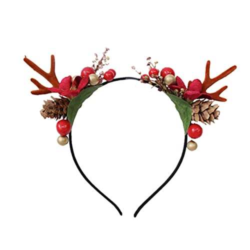 TOGEVAL Japanischer Stil Elchgeweih Haarreif Rot Festival Haaraccessoire Mori Look für Mädchen und Frauen Weihnachtskostüm Foto Requisiten von TOGEVAL