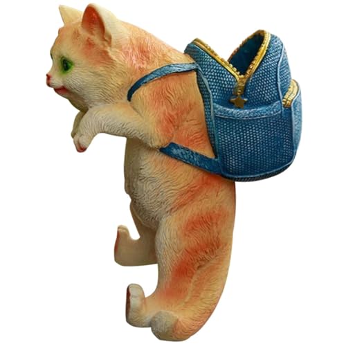 TOGEVAL Lifelike Cartoon Katzenfigur Garten Dekoration aus Resin Wetterfeste Blumenübertopf Katze Statue Niedliche Katze Skulptur als für Katzenliebhaber Outdoor Katzendeko von TOGEVAL