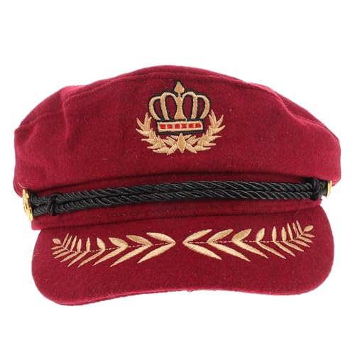 TOGEVAL Marine-Kappe Kapitänsmütze Matrosenmütze Konföderierte Hüte einheitlicher Offiziershut Matrosen-Stirnband Yacht Captain Hut Offiziershut der Armee formelle Offiziersmütze Wolle von TOGEVAL