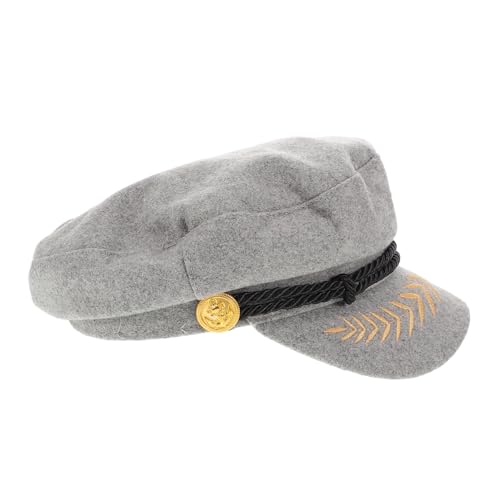 TOGEVAL Marine-kappe Halloween-navy-hut Halloween-schiffshut Sicherheitsoffizierhut Chauffeur Mütze Lässige Kapitänsmütze Hut Für Dienstoffiziere Yacht Captain Hut Matrosenhut Wolle Grau von TOGEVAL