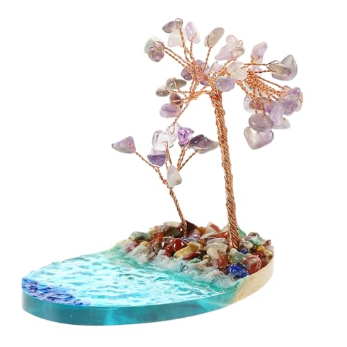 TOGEVAL Micro Landschaft Dekoration Tisch Resin Ornament Seaside Miniatur Landschaft mit Amethyst für Wohnzimmer Büro Garten Desktop Dekor von TOGEVAL