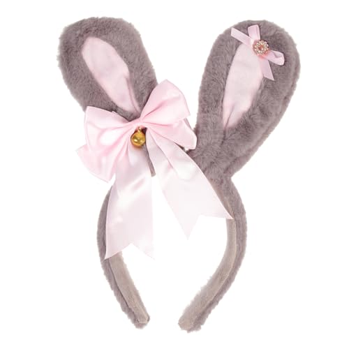 TOGEVAL Osterhasen Haarreif für Damen Flauschiges Stirnband mit Hübschem Schleifen Design Osterfeiern Cosplay und Partys Komfortables Accessoire von TOGEVAL