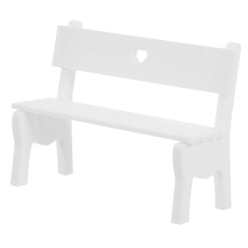 TOGEVAL Parkstuhl Modell Puppenhausmöbel Mini-Bank-Mikrolandschaft Mini House Accessory Mini-Bankverzierung Miniatur-Bank Mini-Gartenbank Sandtisch Miniatur Mini-Hausschmuck pla Weiß von TOGEVAL